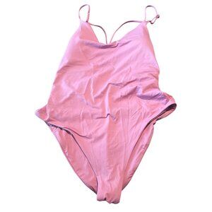 Pink One-Piece Swimsuit Back Cutout Detail & Adjustable Straps L/G Isabella Rose